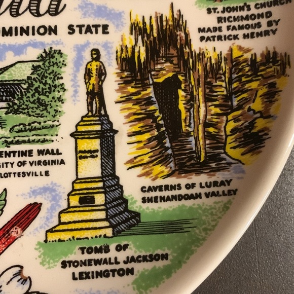 Vintage 60s State of Virginia Tourist Souvenir Ceramic Collector Display Plate - Picture 6 of 16
